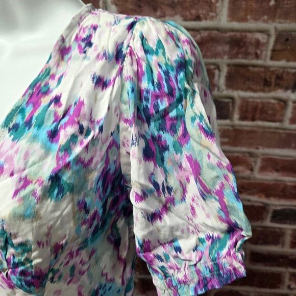 A New Day Blue Floral Midi Dress XXL Deep V Neck Short Sleeve Crepe Lightweight - Picture 5 of 8